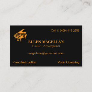 Piano Instructor Basic Semi Gloss Business Card