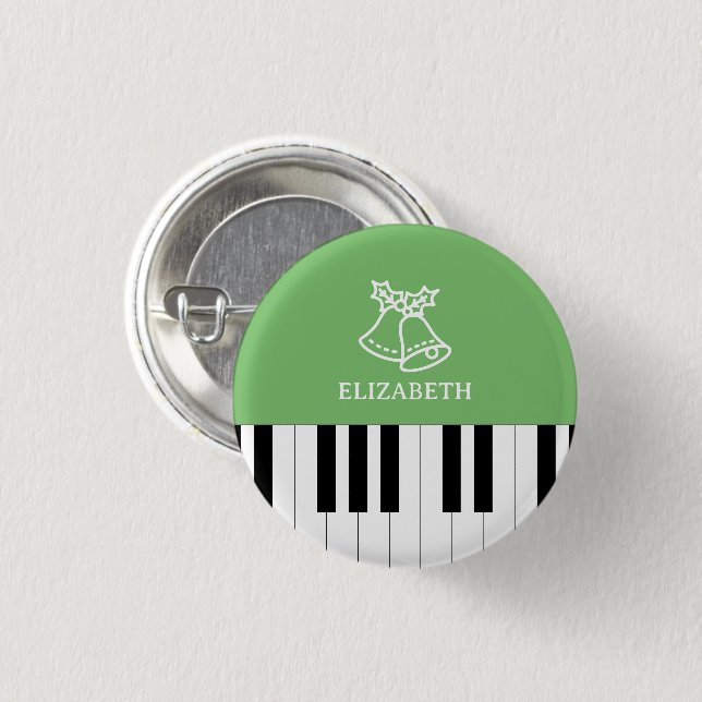 Piano Key Best Piano Teacher Ever Christmas Green 3 Cm Round Badge (Front & Back)