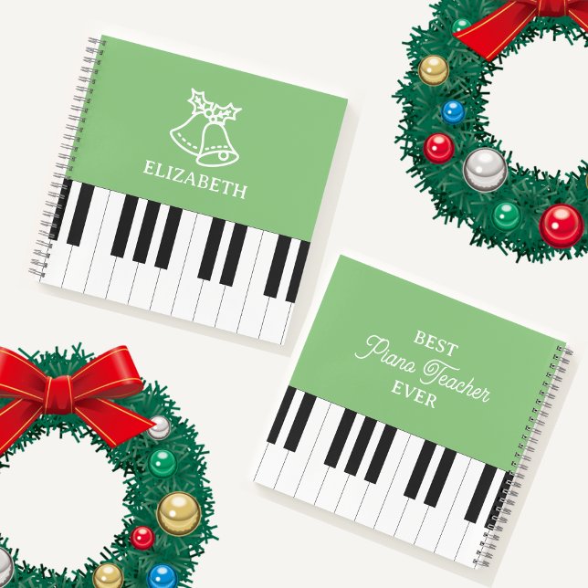 Piano Key Best Piano Teacher Ever Christmas Green Notebook (Creator Uploaded)