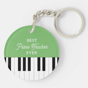 Piano Key Best Piano Teacher Ever Christmas Green Ring
