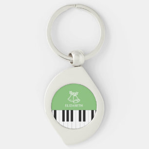 Piano Key Best Piano Teacher Ever Christmas Green Ring