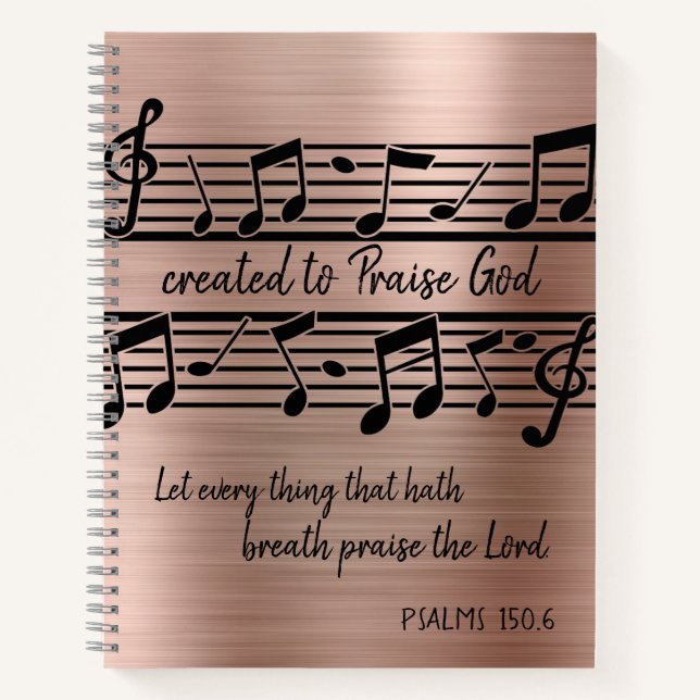 Piano Key Created to Praise God Quote Notebook (Front)