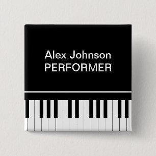 Piano keyboard 15 cm square badge