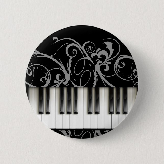 Piano Keyboard 6 Cm Round Badge (Front)