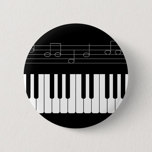 Piano keyboard 6 cm round badge (Front)