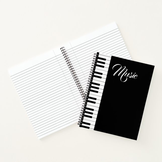 Piano Keyboard 8.5" x 11" Spiral Notebook (Inside)