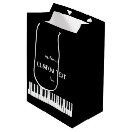 Piano Keyboard and customisable text black & white Medium Gift Bag