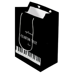 Piano Keyboard and customizable text black & white Medium Gift Bag