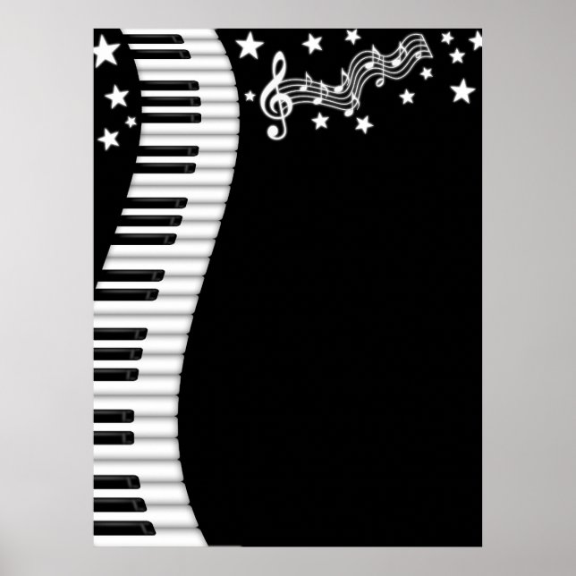 Piano Keyboard and Music Bar Poster (Front)