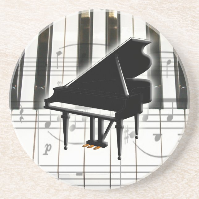 Piano Keyboard and Music Notes Coaster (Front)