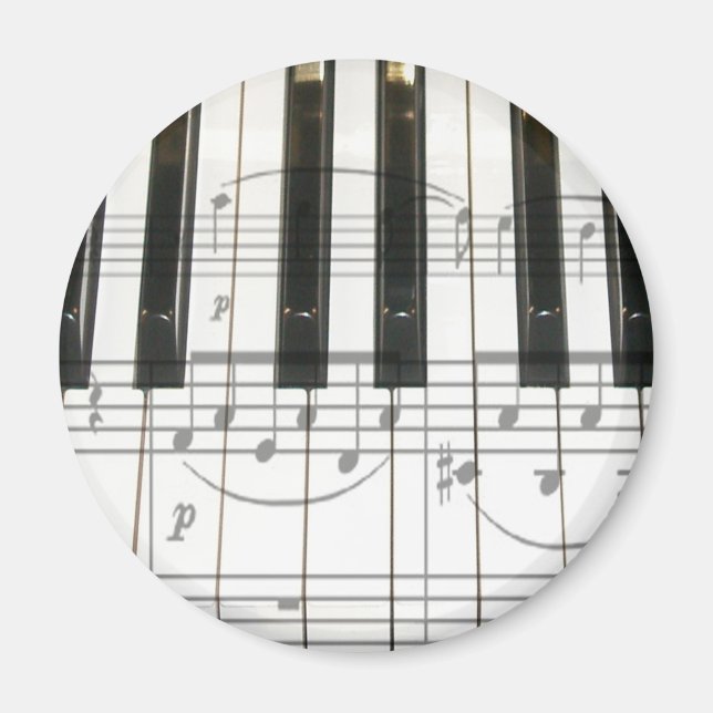 Piano Keyboard and Music Notes Magnet (Front)