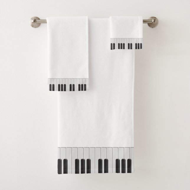Piano keyboard bath towel set (Insitu)
