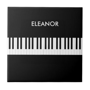 Piano Keyboard Black and White Keys Personalized Ceramic Tile