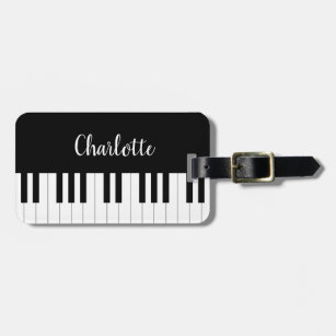 Piano Keyboard, Black and White Luggage Tags