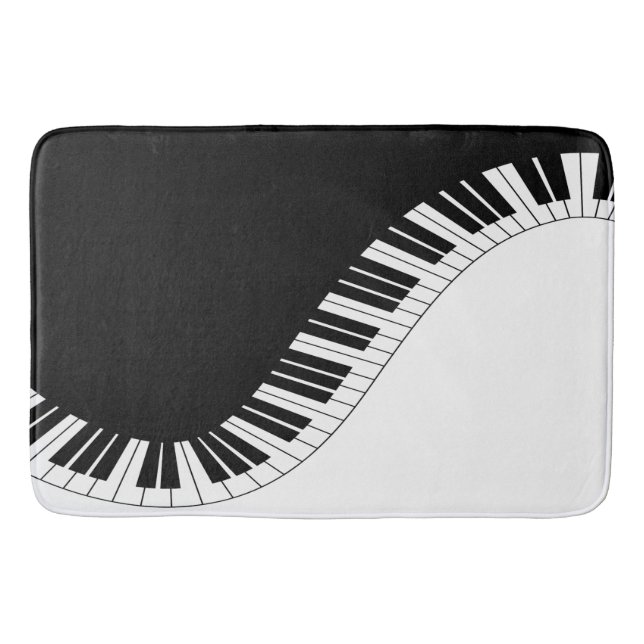 Piano Keyboard Black and White Music Design Bath Mat (Front)