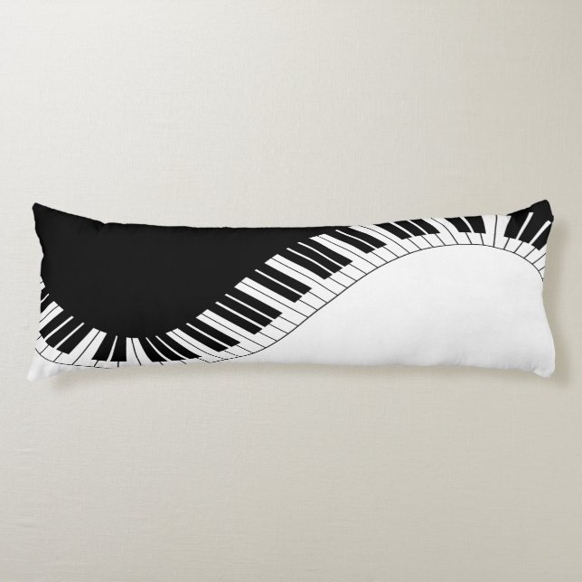 Piano Keyboard Black and White Music Design Body Cushion (Front)