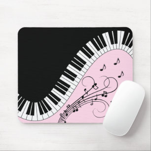 Piano Keyboard Black and White Music Design Pink Mouse Pad