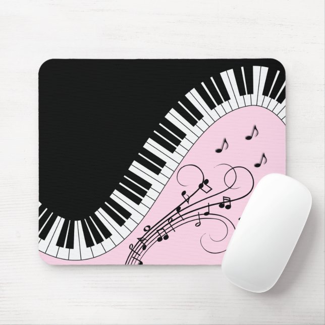 Piano Keyboard Black and White Music Design Pink Mouse Pad (With Mouse)