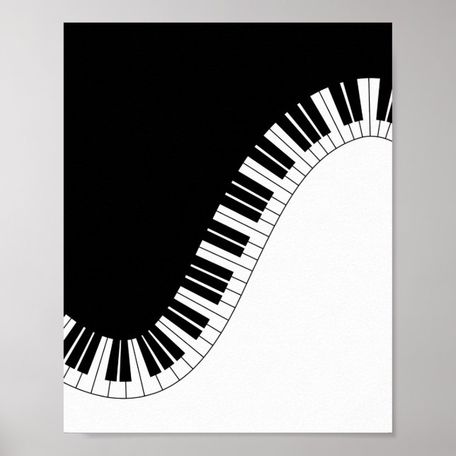 Piano Keyboard Black and White Music Design Poster (Front)