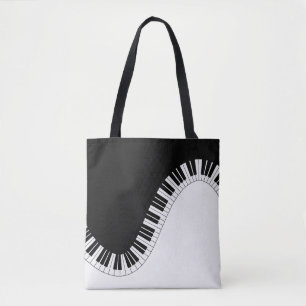 Piano Keyboard Black and White Music Design Tote Bag