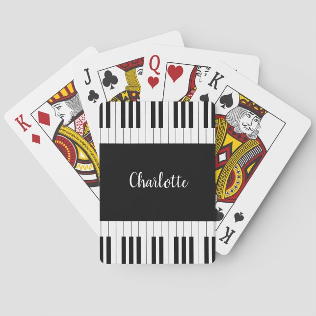 Piano Keyboard, Black and White Playing Cards (Back)
