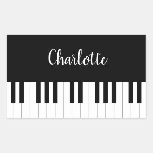 Piano Keyboard, Black and White Rectangle Sticker