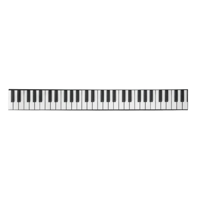 Piano Keyboard Black and White Satin Ribbon (Front)