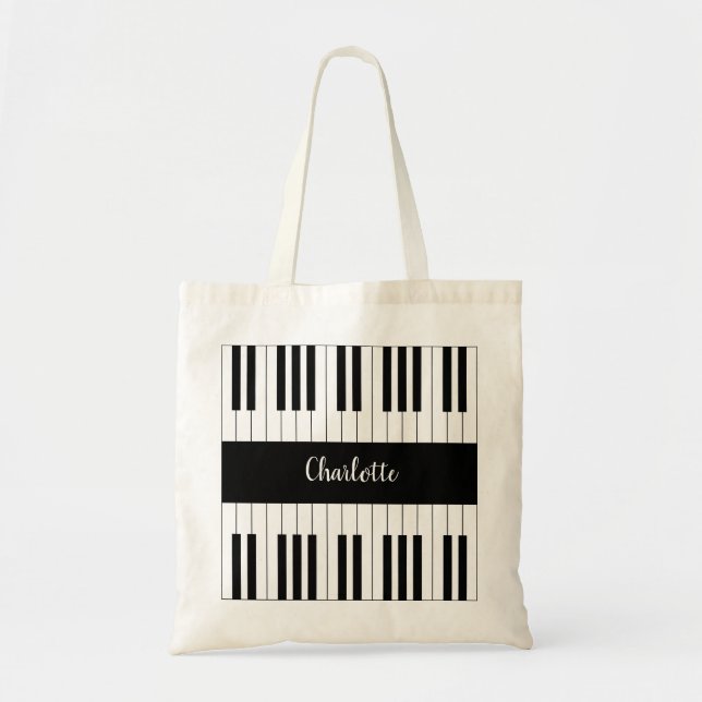Piano Keyboard Black and White Tote Bag (Front)