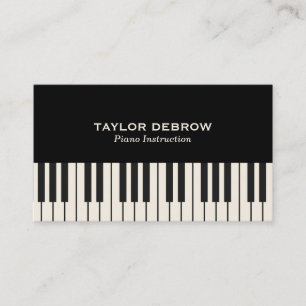 Piano Keyboard Black & White Modern Sophisticated Business Card
