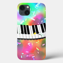Piano Keyboard colourful music theme, iPhone 13 Case