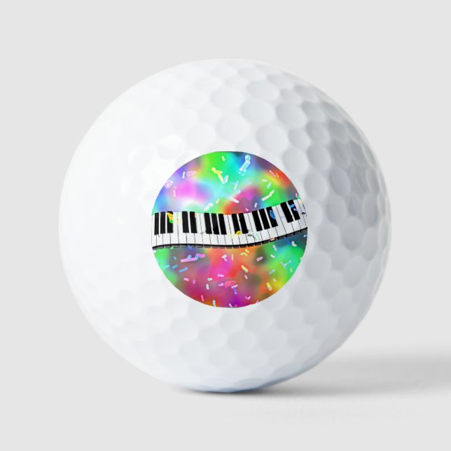 Piano Keyboard colourful music theme, Golf Balls (Front)