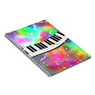 Piano Keyboard colourful music theme, Notebook