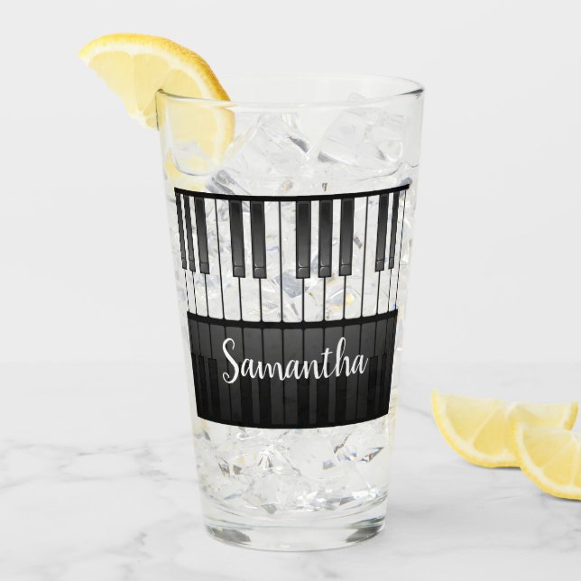 Piano Keyboard Design Drinking Glass (Front Ice)