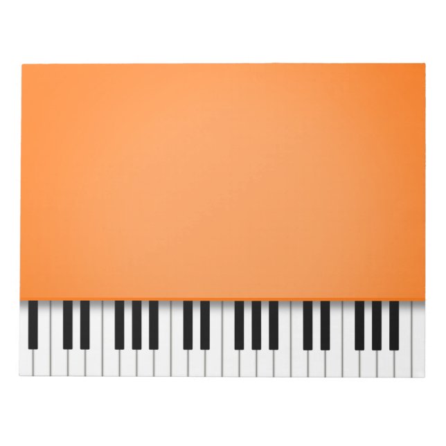 Piano Keyboard Fun Orange 8.5x11 Music Notepad (Front)