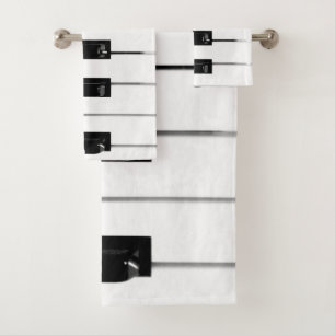 Piano Keyboard Keys Bath Towel Set