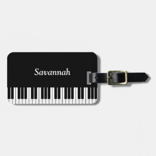 Piano Keyboard Keys, Black and White Luggage Tag