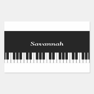 Piano Keyboard Keys, Black and White Rectangular Sticker