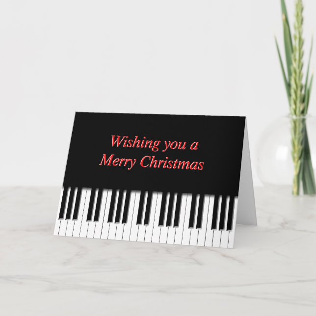 Piano Keyboard Keys Christmas Card (Front)