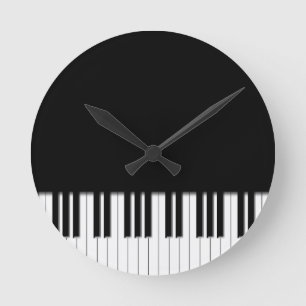 Piano Keyboard Keys Round Clock