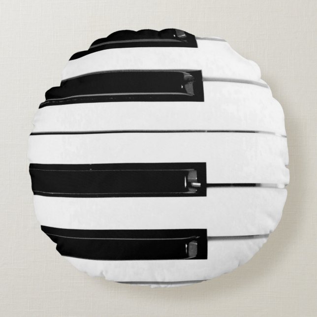 Piano Keyboard Keys Round Cushion (Front)