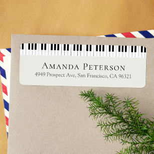 Piano Keyboard Motif Pianist Return Address Return Address Label