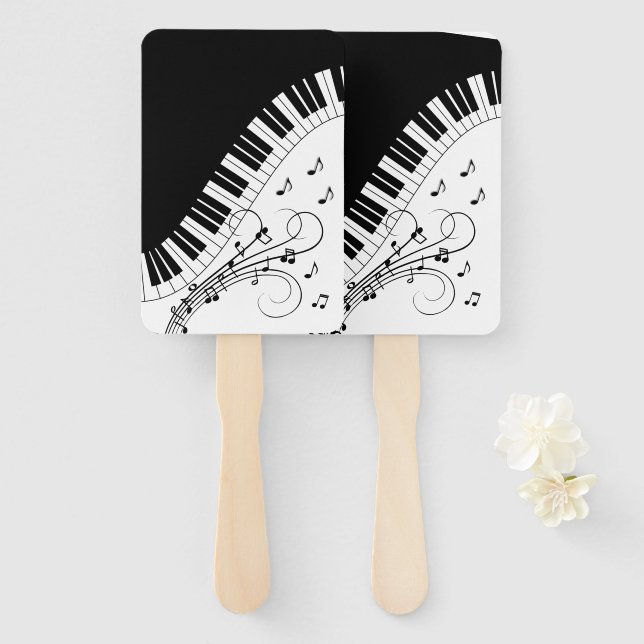 Piano Keyboard Music Design   Hand Fan (Front and Back)