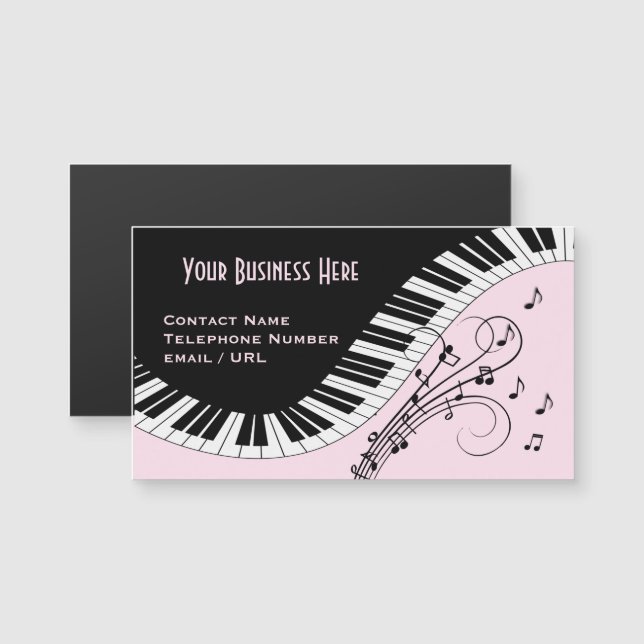 Piano Keyboard Music Design Magnetic Business Card (Front/Back)
