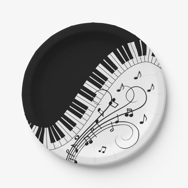 Piano Keyboard Music Design   Paper Plate (Front)
