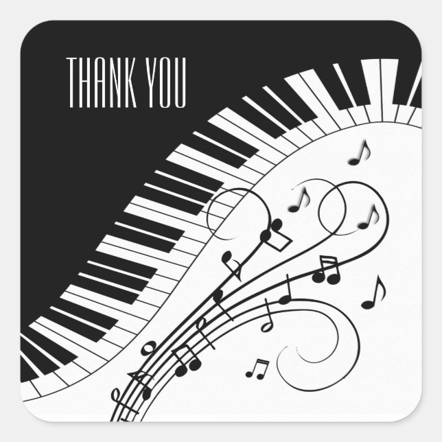 Piano Keyboard Music Design Thank You Square Sticker (Front)