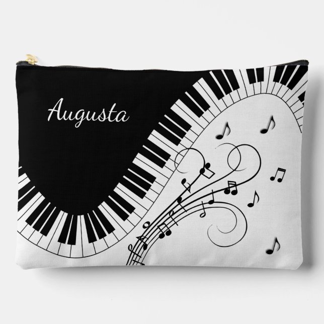 Piano Keyboard Music Design  w/ Name Accessory Pouch (Front)