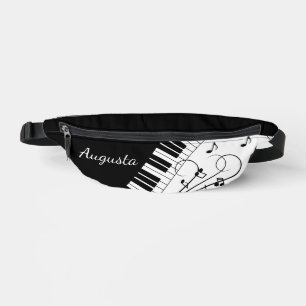 Piano Keyboard Music Design w/ Name Bum Bags