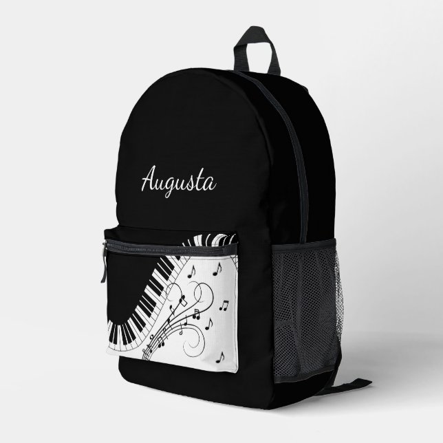 Piano Keyboard Music Design  w/ Name Printed Backpack (Back Corner Right)