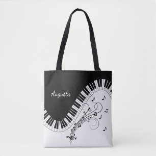 Piano Keyboard Music Design w/ Name Tote Bag