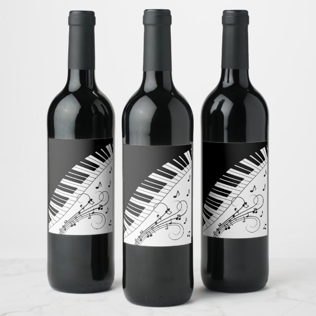 Piano Keyboard Music Design Wine Label (Bottles)